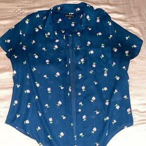 jcrew tie front collared shirt in floral print